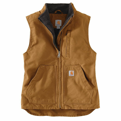 Pre-owned Carhartt Damen Weste Sherpa Lined Mock Neck Waistcoat ® Brown