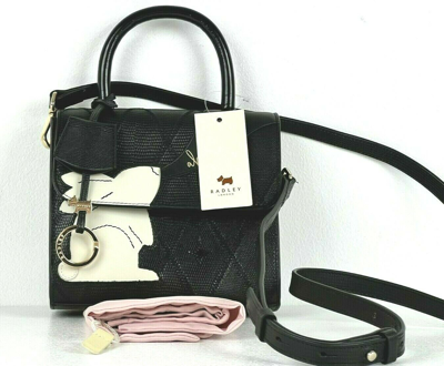 Pre-owned Radley Mini Abracadbra Cross Body Bag Or Grab Bag Black Leather Rrp 179