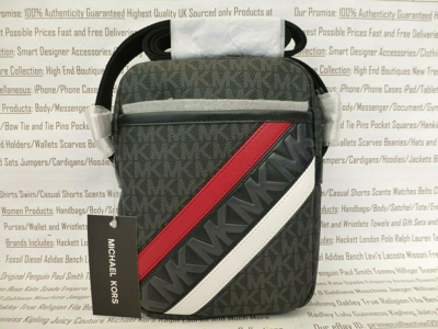 Pre-owned Michael Kors Small Flight Bag Mens Black Crossbody Shoulder Bags R£245