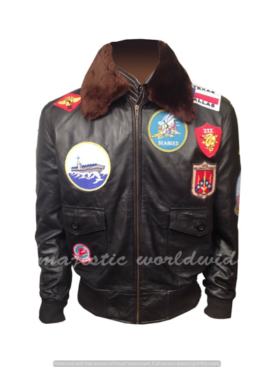 Pre-owned Clara Tom Cruise Top Gun A2 Jet Fighter Bomber Real Leather Jacket- Topgun Brown Black