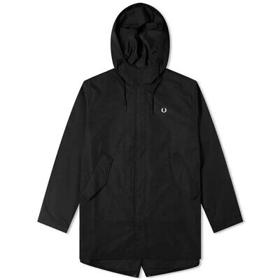 Pre-owned Fred Perry Men's Coated Fishtail Parka Raincoat Black J9518 With Tags Xl