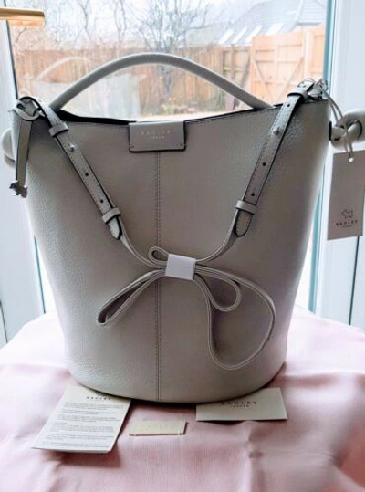 Pre-owned Radley " Ada Street " Leather Cream (dove Grey )medium Open Top Bucket Bag