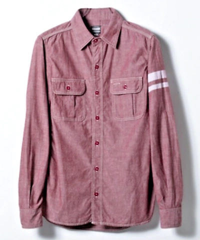 Pre-owned Momotaro 5oz Original Japanese Selvage Chambray 'gtb' Work Shirt - Red