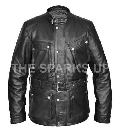 Pre-owned The Sparks Up Military Field Mens Leather Jacket Benjamin Belt Black Trouserher Gents Motorbiker