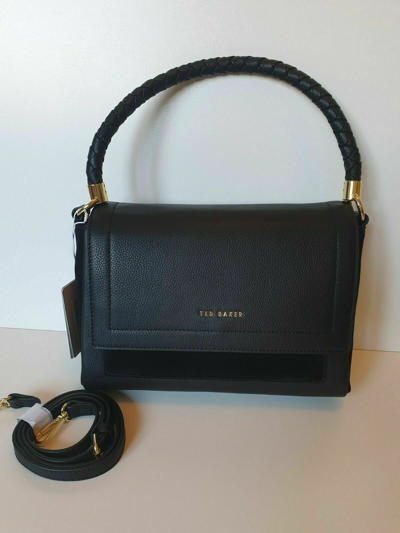 Pre-owned Ted Baker Black Shoulder Bag. Plaited Handle, Leather "pinola". Rrp £159