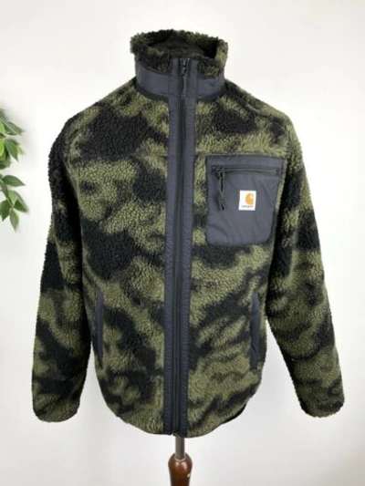 Pre-owned Carhartt Wip Prentis Liner Zip Fleece Jacket Blur Camo Size Medium