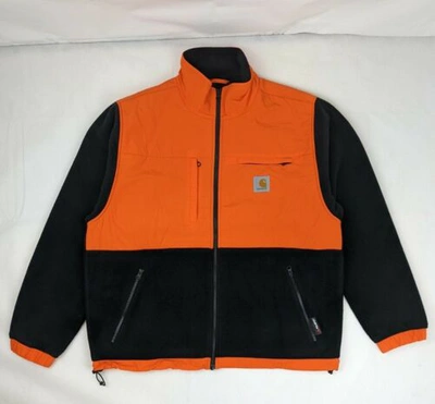 Pre-owned Carhartt Wip Men's Polartec Nord Fleece Jacket - Black Pepper Orange - Large