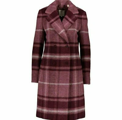 Pre-owned Ted Baker Tannia Pink Wine Midi So Soft Wool Coat Tb Size 2 Uk Size 10 £299
