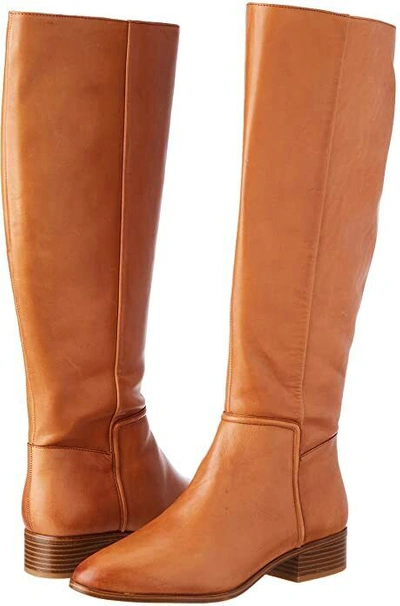 Pre-owned Aldo Dudinin Size 8 41 Tan Real Leather Knee High Flat Boots