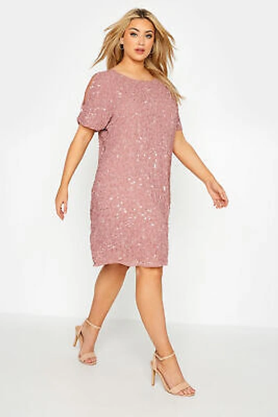 Pre-owned Yours Luxe Women's Curve Navy Sequin Embellished Cape Dress Plus Size Curve Blue Size