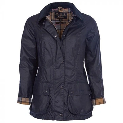 Pre-owned Barbour Ladies Beadnell Wax Jacket In Navy