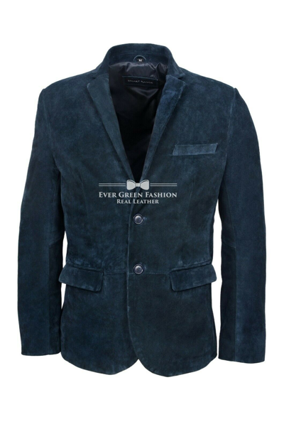 Pre-owned Real Leather Men's Leather Blazer Navy Suede Classic Italian Tailored Soft  3450