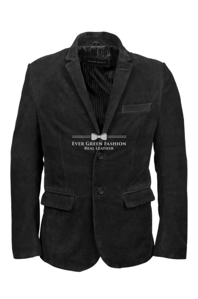 Pre-owned Real Leather Men's Leather Blazer Black Suede Classic Italian Tailored Soft  3450