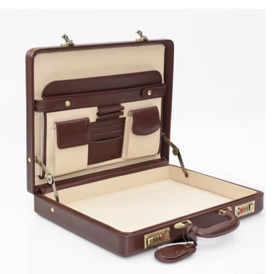 Pre-owned Quindici Sale  Luxury Designer Leather Slim Attaché Case Business Bag Brown