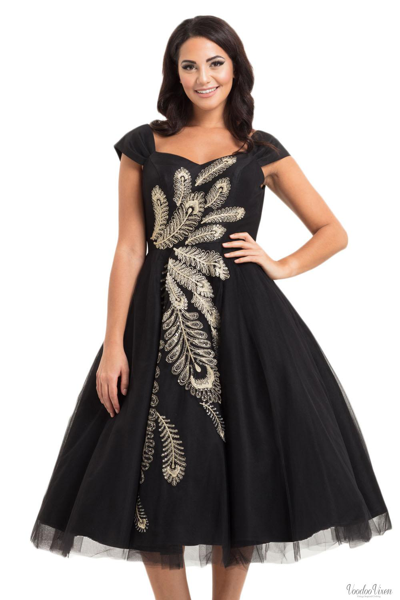 Pre-owned Voodoo Vixen Scarlett Peacock Occasion Gown 1930s, 1940s, 1950s Vintage Retro