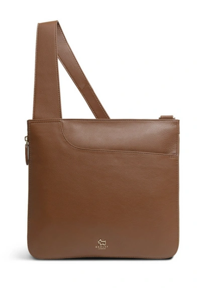 Pre-owned Radley Womens Brown Pockets Leather Large Crossbody Bag