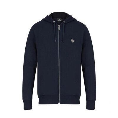 Pre-owned Paul Smith Men's Zebra Badge Full Zip Hoodie In Dark Navy Blue // //