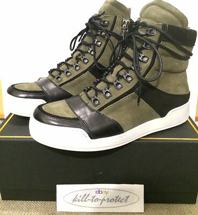 Pre-owned Hm Balmain X H&m Leather Suede Trainer Sz Us Uk 6.5 7 8 9 10.5 Khaiki High Top 2015