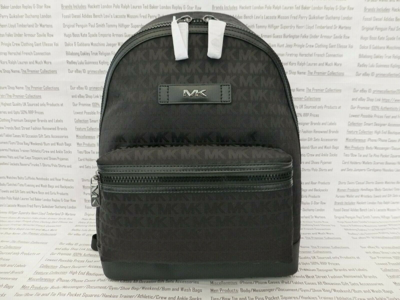 Pre-owned Michael Kors Backpack Canvas Rucksack Black / Blue Sport Shoulder Bag R£298