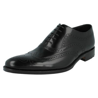 Pre-owned Loake Mens  Jones Black Polished Leather Lace Up Oxford Full Brogue Shoes Size
