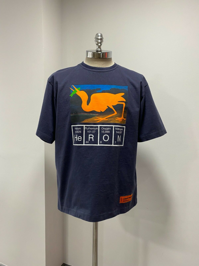 Pre-owned Heron Preston Reg Cutout S/s T-shirt: S, M, L, Navy