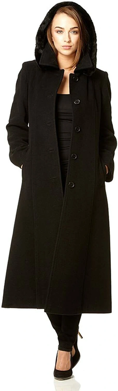 Pre-owned Made In Italy De La Crème Single Breasted Detachable Fur Hood Wool Winter Trench Winter Coat