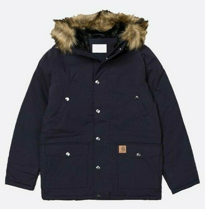Pre-owned Carhartt Io21869 Mens Trapper Parka Jacket In Navy S,m,l,xl,xxl - Rrp £240