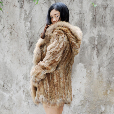 Pre-owned Daymisfurry Knit Rabbit Fur Lady Jacket, Real Fur Coat, Winter Coat, Real Fur Jacket