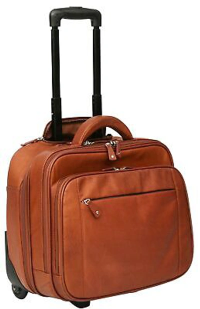 Pre-owned Cortez Colombian Leather Executive Laptop Cabin Trolley, Removable Laptop Sleeve