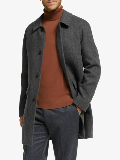 Pre-owned Ermenegildo Zegna Wool Cashmere Herringbone Overcoat Grey 38r 40r 42r Rrp £750