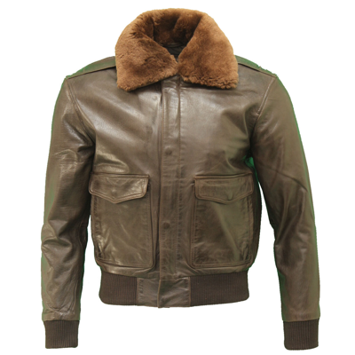 Pre-owned Harrington Men's Brown A-2 Pilot Flying Leather Detachable Sheepskin Collar Bomber Jacket