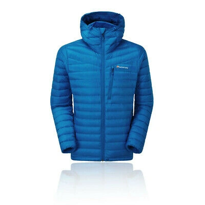 Pre-owned Montané Montane Mens Featherlite Down Jacket Top Blue Sports Outdoors Full Zip Hooded