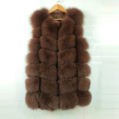 Pre-owned Bf Fashion Women's Real Fox Fur Waistcoat Natural Fur Gilet Thick Warm Winter Waistcoat