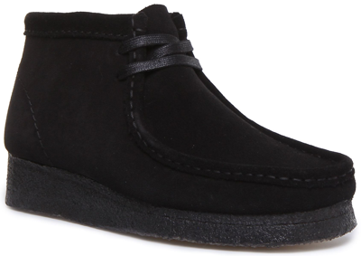 Pre-owned Clarks Originals Wallabee Boot Lace Up Boots In Black Suede Size Uk 3 - 8