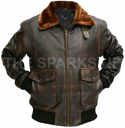 Pre-owned The Sparks Up Mens Brown G1 Flight Bomber Raf Real Leather Vintage Jacket Mens Special Jacket