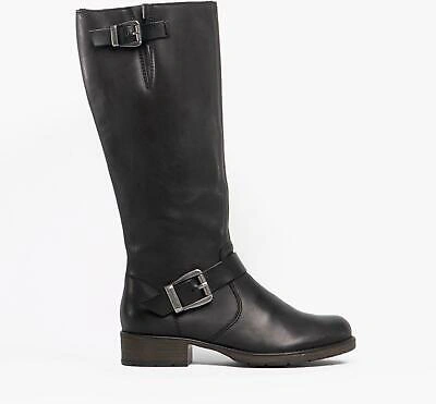 Pre-owned Rieker Z9580-00 Ladies Womens Genuine Leather Knee High Zip Up Tall Riding Boots