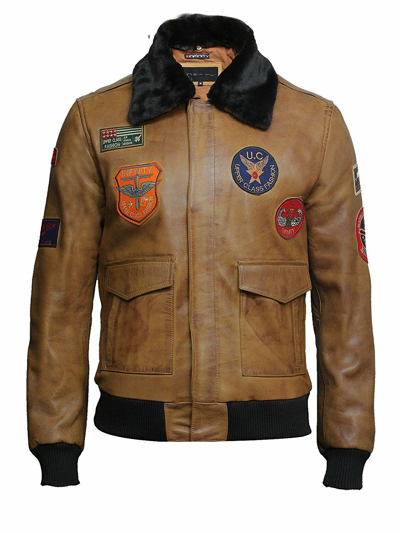 Pre-owned Brandslock Mens Genuine Leather Biker Jacket Bomber Vintage Classic Distressed