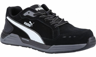 Pre-owned Puma Mens Black White Safety Airtwist Low S3 Lace Up Suede Leather Trainers-