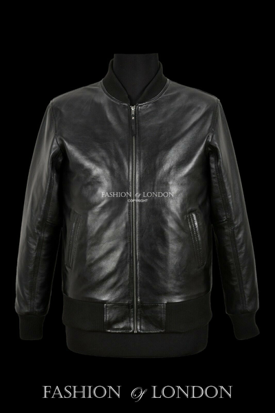 Pre-owned Smart Range Leather Men's Bomber Leather Jacket Black Lambskin Classic Retro Fashion Biker Jacket