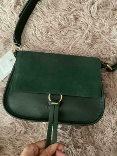 Pre-owned Ted Baker Harrlee Suede Leather Cross Body Bag Dark Green