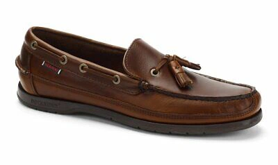 Pre-owned Sebago Men's Ketch Waxed Leather Loafer Shoes Brown
