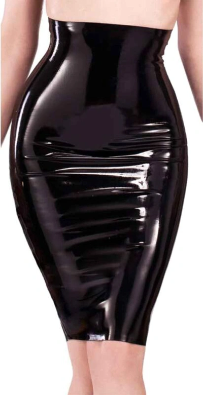 Pre-owned Westward Bound High Waisted Latex Pencil Skirt Black