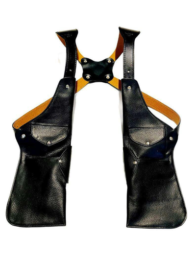 Pre-owned Borec Wider Connection In The Back Black Leather Shoulder Holster Bag Phone Holster