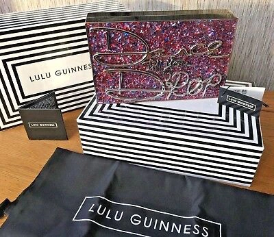 Pre-owned Lulu Guinness Dance Till You Drop Glitter Olivia Box Clutch Retail £295