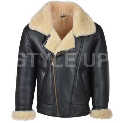 Pre-owned Style Men's B3 Flying Aviator Vintage Air Force Pilot Bomber Genuine Leather Jacket