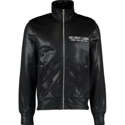 Pre-owned Helmut Lang Basalt Black Leather Effect Sweatshirt Full Zip Jacket