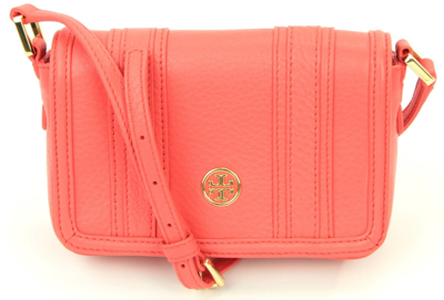 Pre-owned Tory Burch Crossbody Shoulder Bag Poppy Coral Orange Small Mini Leather Landon