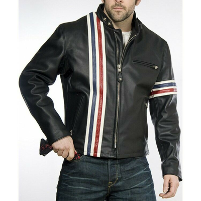 Pre-owned Rtx Easy Rider Legendary Peter Fonda Wyatt Black Pu Leather Causal Fashion Jacket