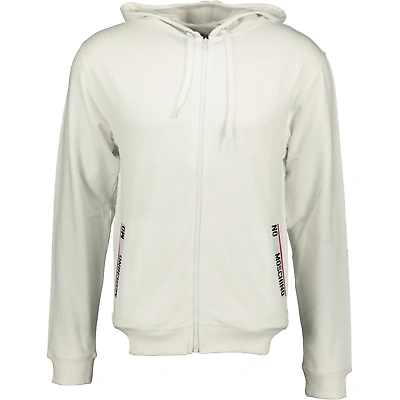 Pre-owned Moschino White Zip Tape Pocket Hoodie