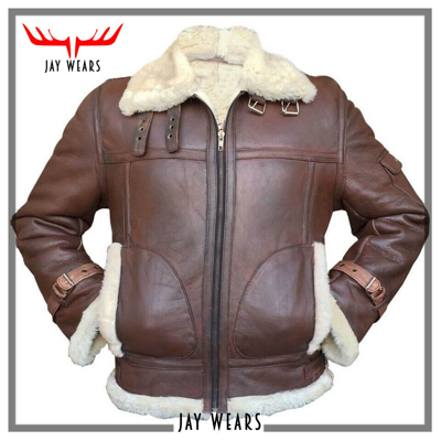 Pre-owned Jay Wears Men's Raf Aviator Flight Real Leather Bomber B3 Sheep Skin Pilot Flying Jacket